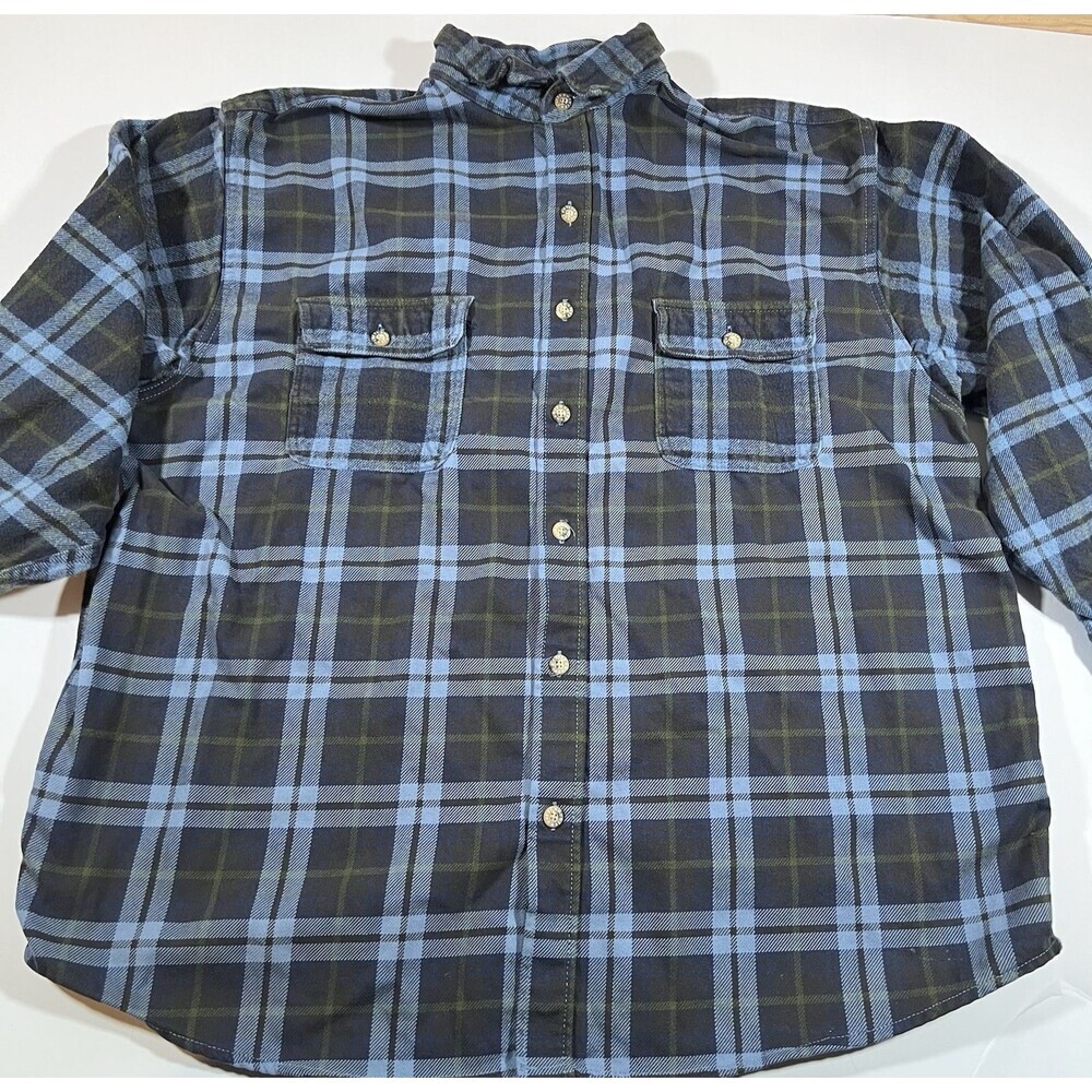 Moose Creek Blue Tartan Plaid Heavyweight Cotton Button Up Flannel Men’s XXL - Picture 6 of 10